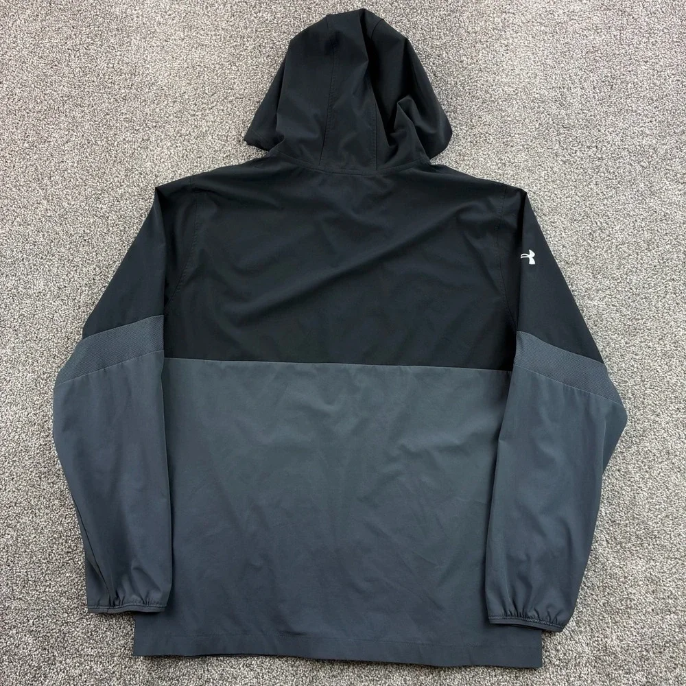 Under Armour Squad Warm Up Jacket Mens XL Black Gray Hooded Windbreaker 1293910